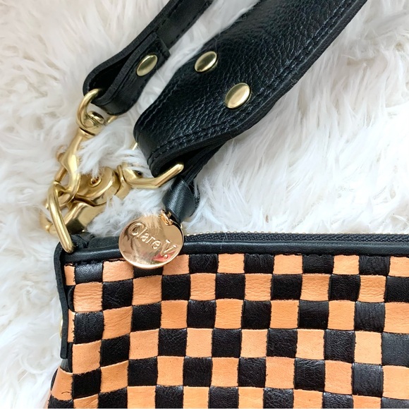Clare V. Moyen Messenger Bag Woven Check Leather NEW - Picture 5 of 16